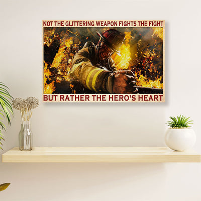 Firefighter Pride Canvas Wall Art | Hero's Heart | American Independence Day Gift for Fireman