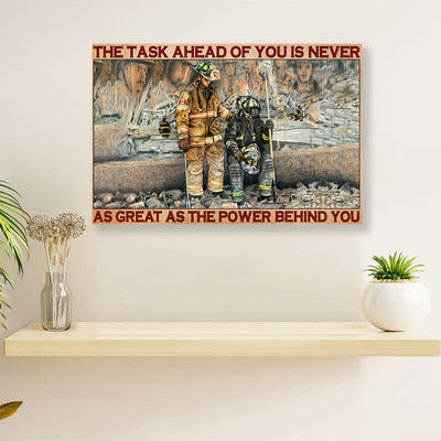 Firefighter Pride Canvas Wall Art | Great As The Power Behind You | American Independence Day Gift for Fireman