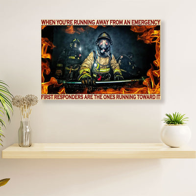 Firefighter Pride Canvas Wall Art | Running Toward it | American Independence Day Gift for Fireman