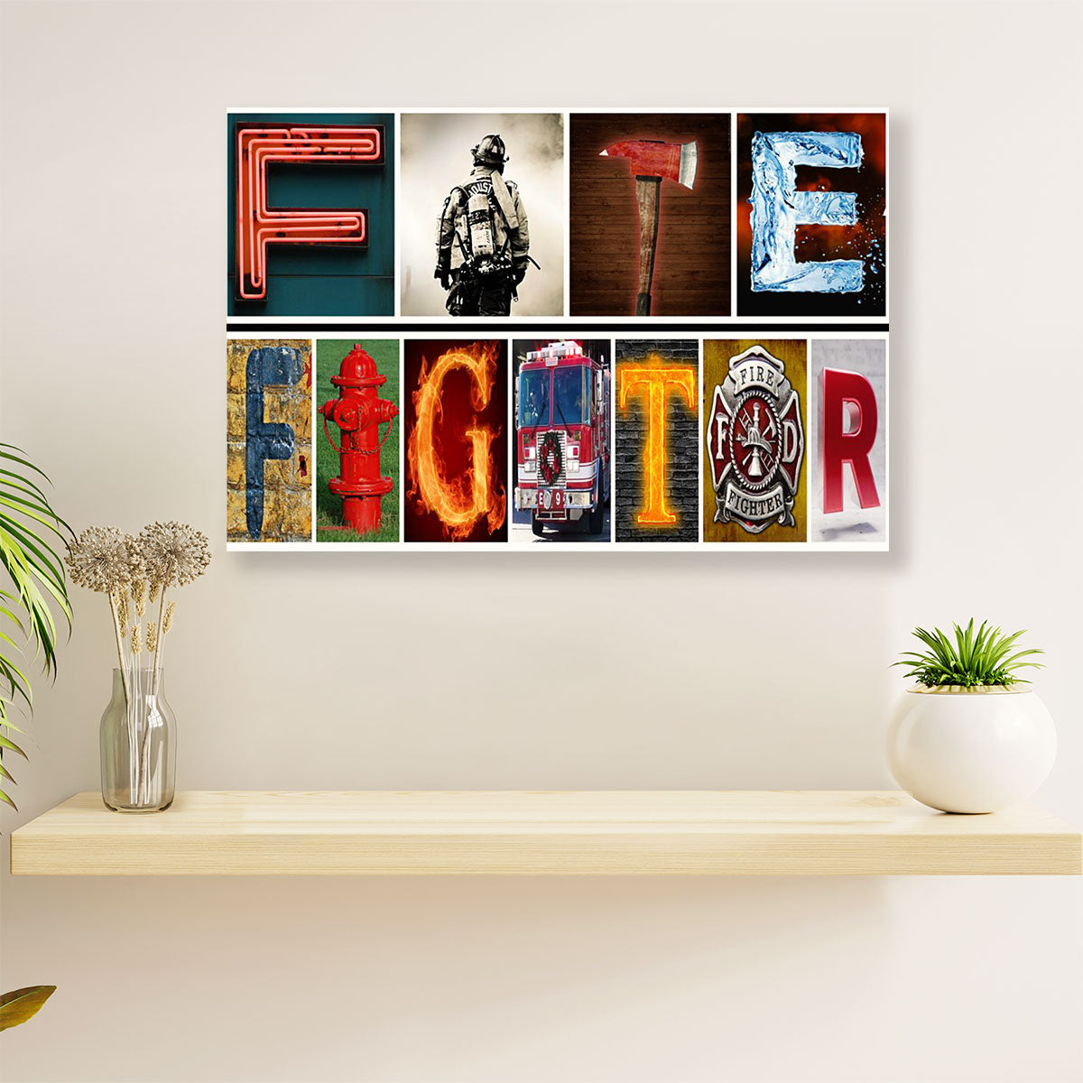 Firefighter Pride Canvas Wall Art | Firefighter | American Independence Day Gift for Fireman