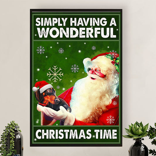 Dachshund Poster Prints | Christmas Time Santa Claus | Wall Art Gift for Dachshund Dog Puppies Lover