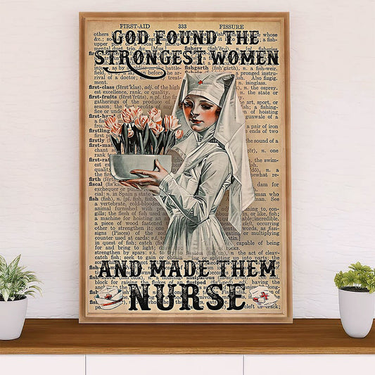 Nurse Poster | The Strongest Women | Wall Art Gift for Woman Nurse, Female Nursing