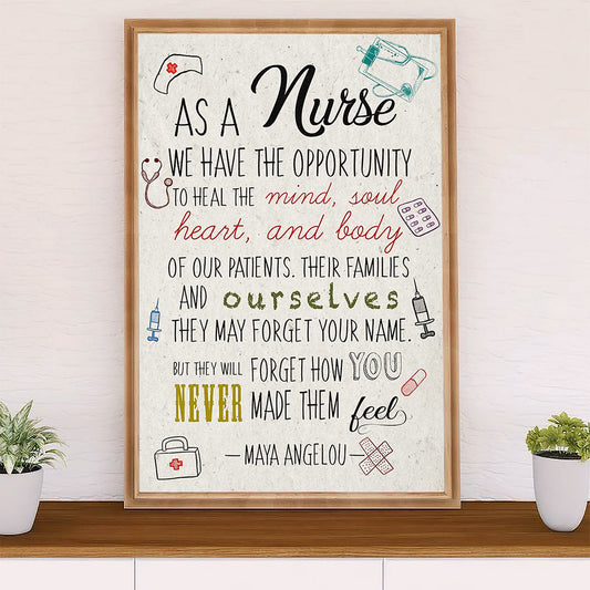 Nurse Poster | As A Nurse | Wall Art Gift for Woman Nurse, Female Nursing