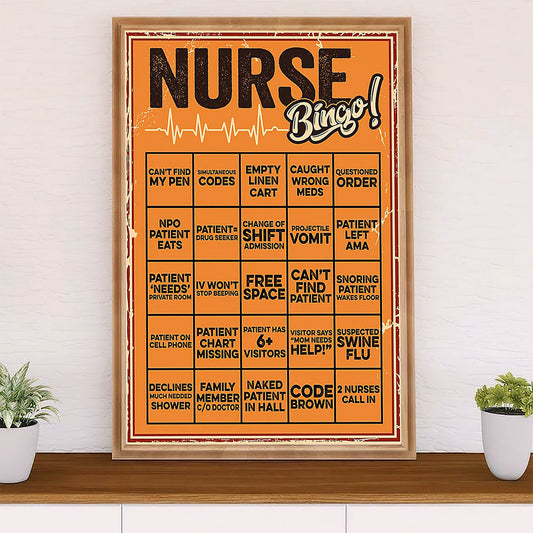 Nurse Poster | Nurse Bingo | Wall Art Gift for Woman Nurse, Female Nursing