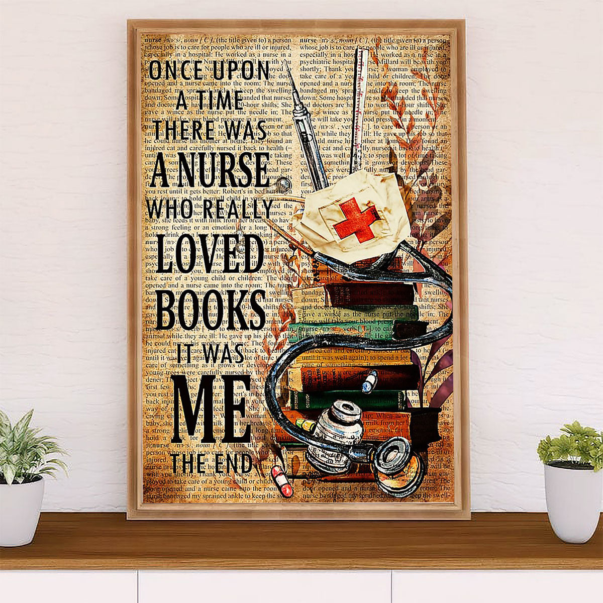Nurse Poster | Nurse Loves Books | Wall Art Gift for Woman Nurse, Female Nursing