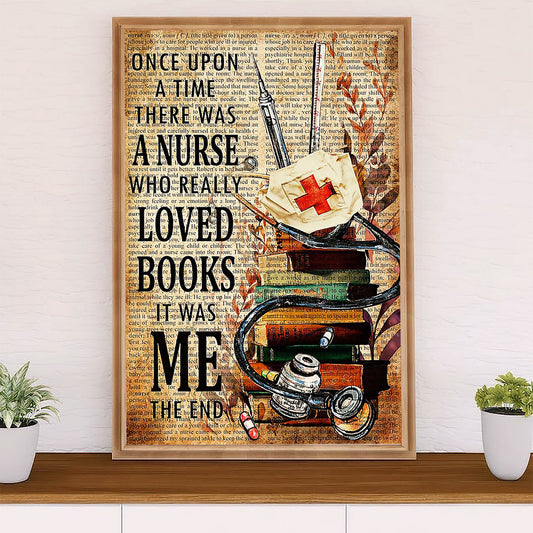 Nurse Canvas Wall Art Prints | Nurse Loves Books | Gift for Woman Nurse, Female Nursing