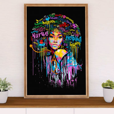 Nurse Poster | Black Girl Nurse | Wall Art Gift for Woman Nurse, Female Nursing