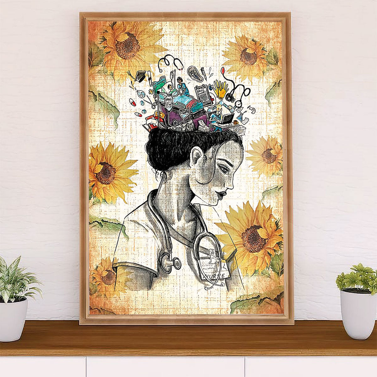 Nurse Poster | Beautiful Mind Sunflower | Wall Art Gift for Woman Nurse, Female Nursing