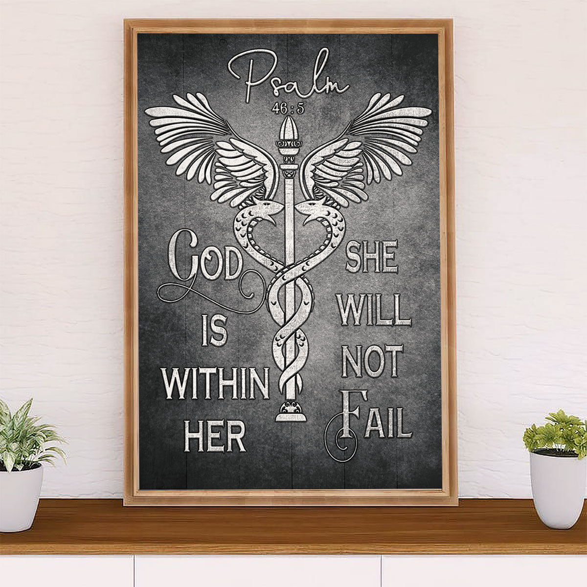 Nurse Poster | God Is Within Her | Wall Art Gift for Woman Nurse, Female Nursing