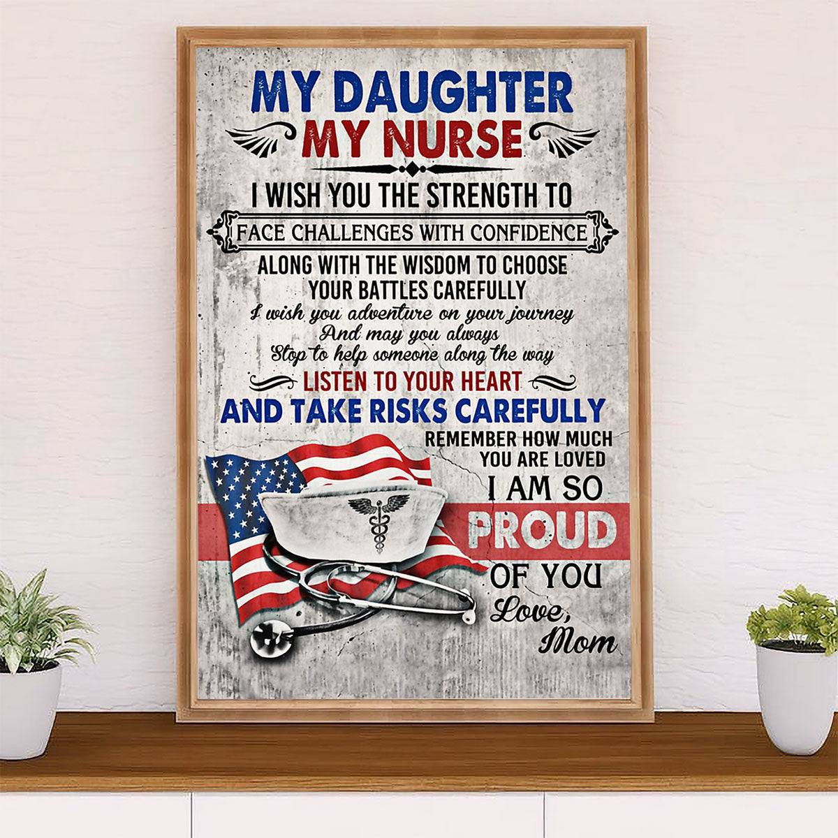 Nurse Canvas Wall Art Prints | From Mom To Daughter | Gift for Woman Nurse, Female Nursing