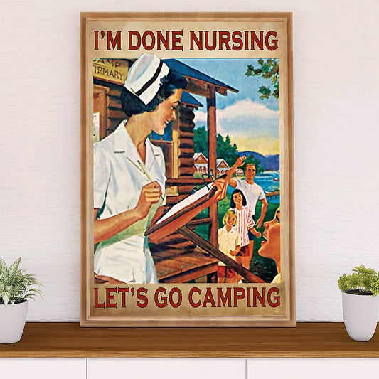 Nurse Canvas Wall Art Prints | Nurse Loves Camping | Gift for Woman Nurse, Female Nursing