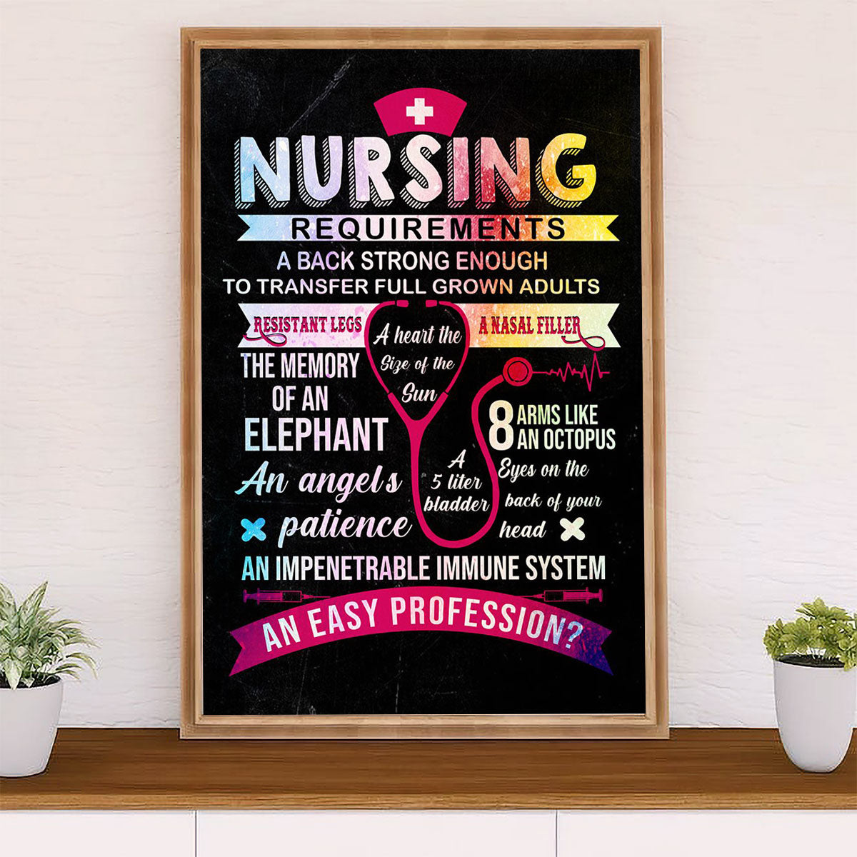 Nurse Poster | Nursing Requirements | Wall Art Gift for Woman Nurse, Female Nursing