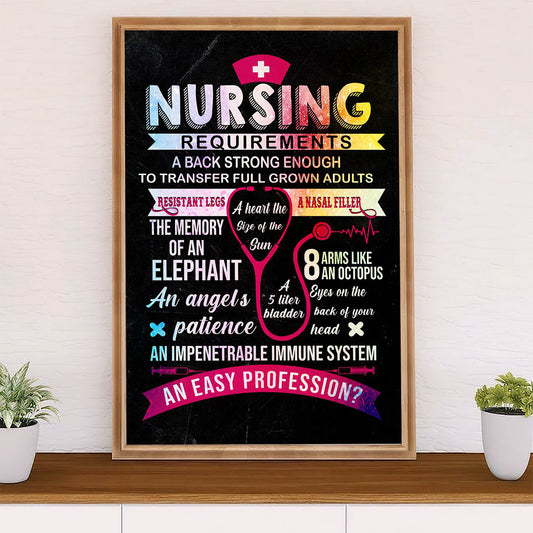 Nurse Poster | Nursing Requirements | Wall Art Gift for Woman Nurse, Female Nursing