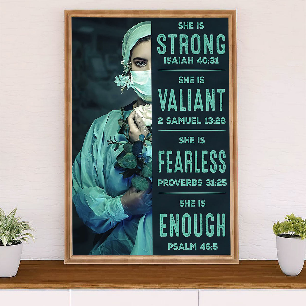 Nurse Canvas Wall Art Prints | She Is Strong | Gift for Woman Nurse, Female Nursing