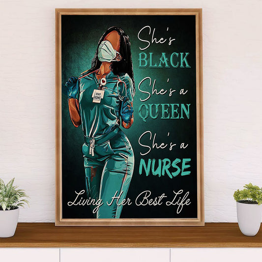 Nurse Canvas Wall Art Prints | Black Queen Nurse | Gift for Woman Nurse, Female Nursing