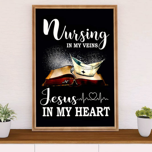 Nurse Canvas Wall Art Prints | Nursing In My Veins | Gift for Woman Nurse, Female Nursing
