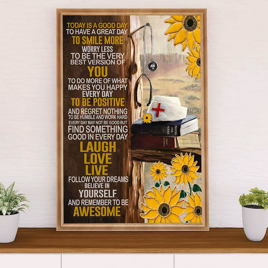 Nurse Poster | Laugh Love Live | Wall Art Gift for Woman Nurse, Female Nursing