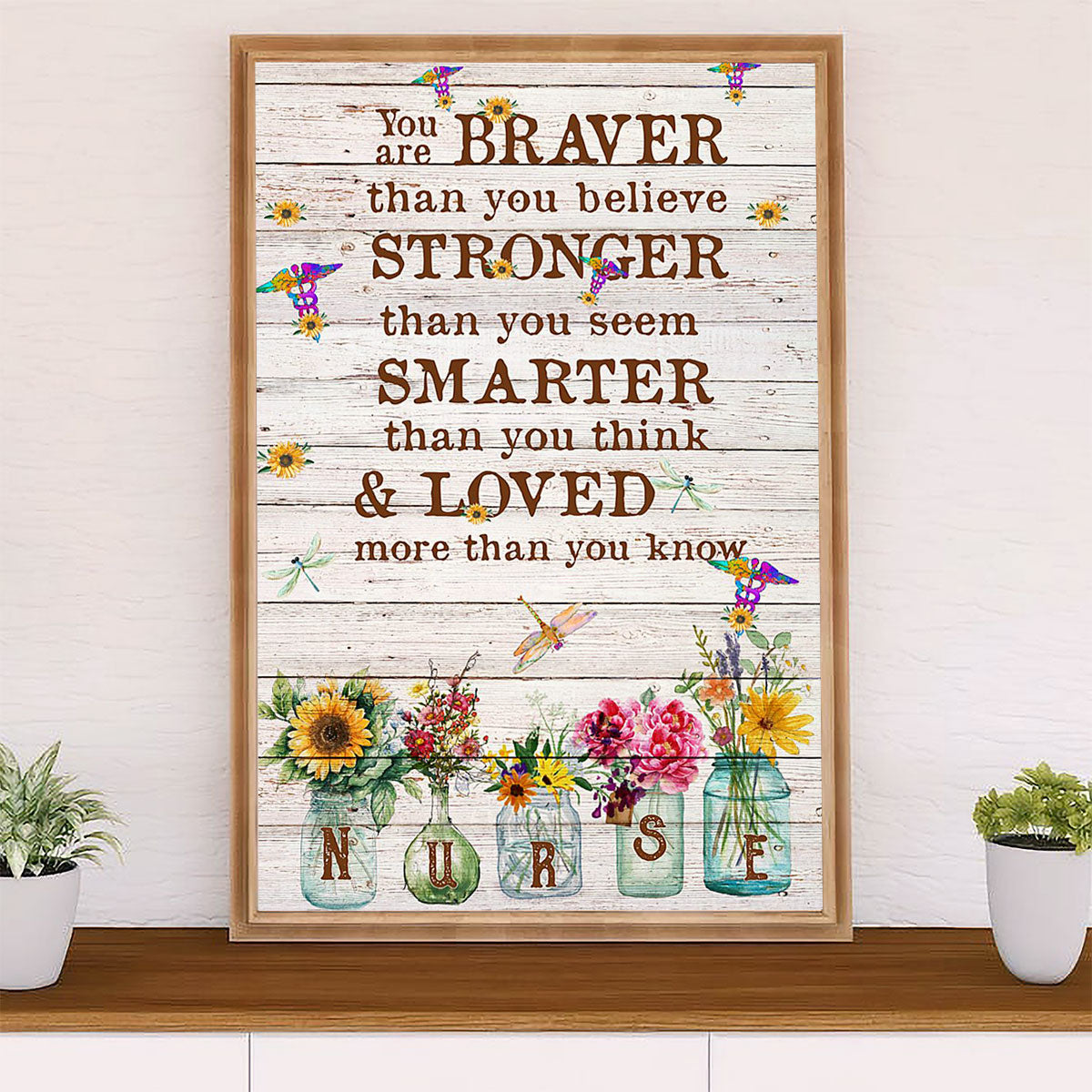 Nurse Canvas Wall Art Prints | Braver Than You Believe | Gift for Woman Nurse, Female Nursing