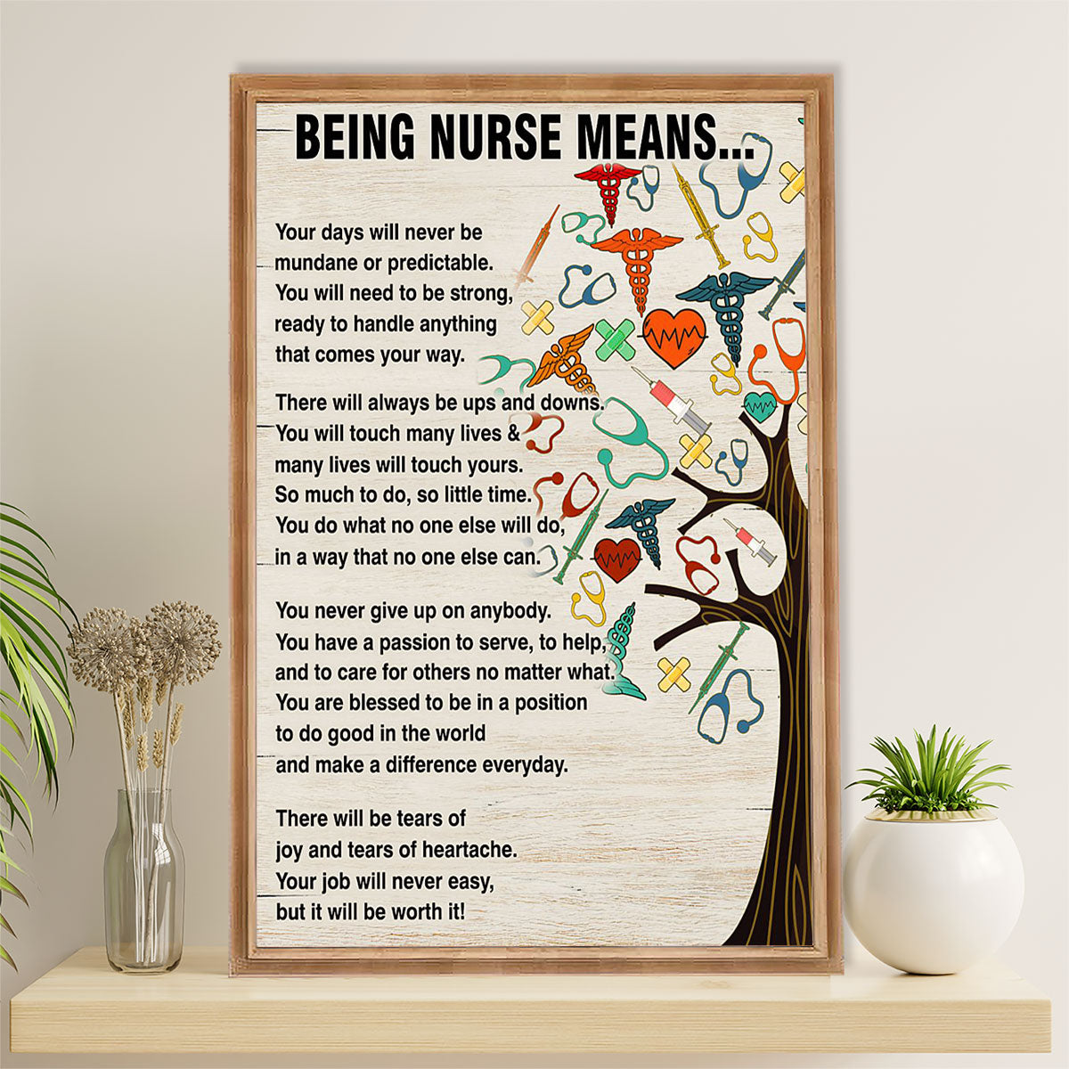 Nurse Canvas Wall Art Prints | Being Nurse Means | Gift for Woman Nurse, Female Nursing