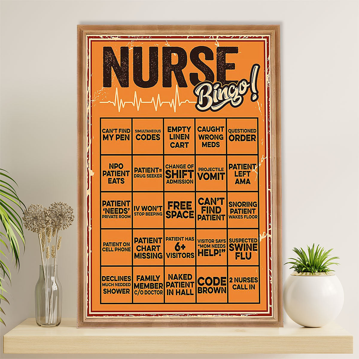 Nurse Poster | Nurse Bingo | Wall Art Gift for Woman Nurse, Female Nursing