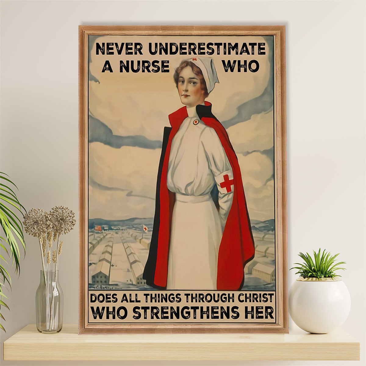 Nurse Canvas Wall Art Prints | Never Underestimate A Nurse | Gift for Woman Nurse, Female Nursing