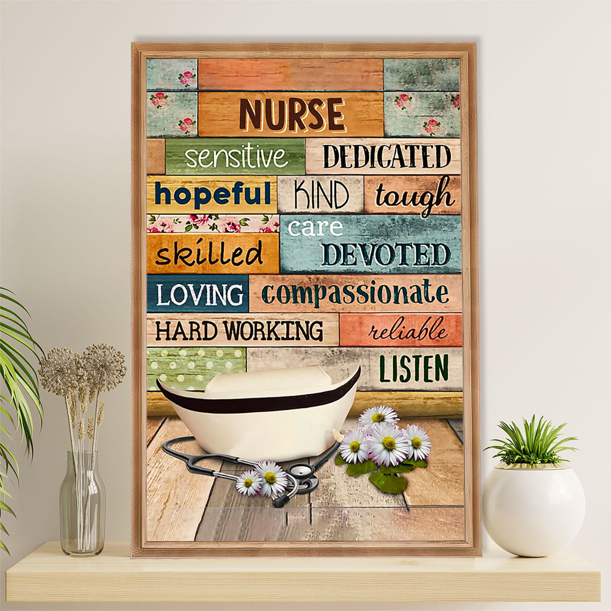 Nurse Poster | Hard Working Nurse | Wall Art Gift for Woman Nurse, Female Nursing