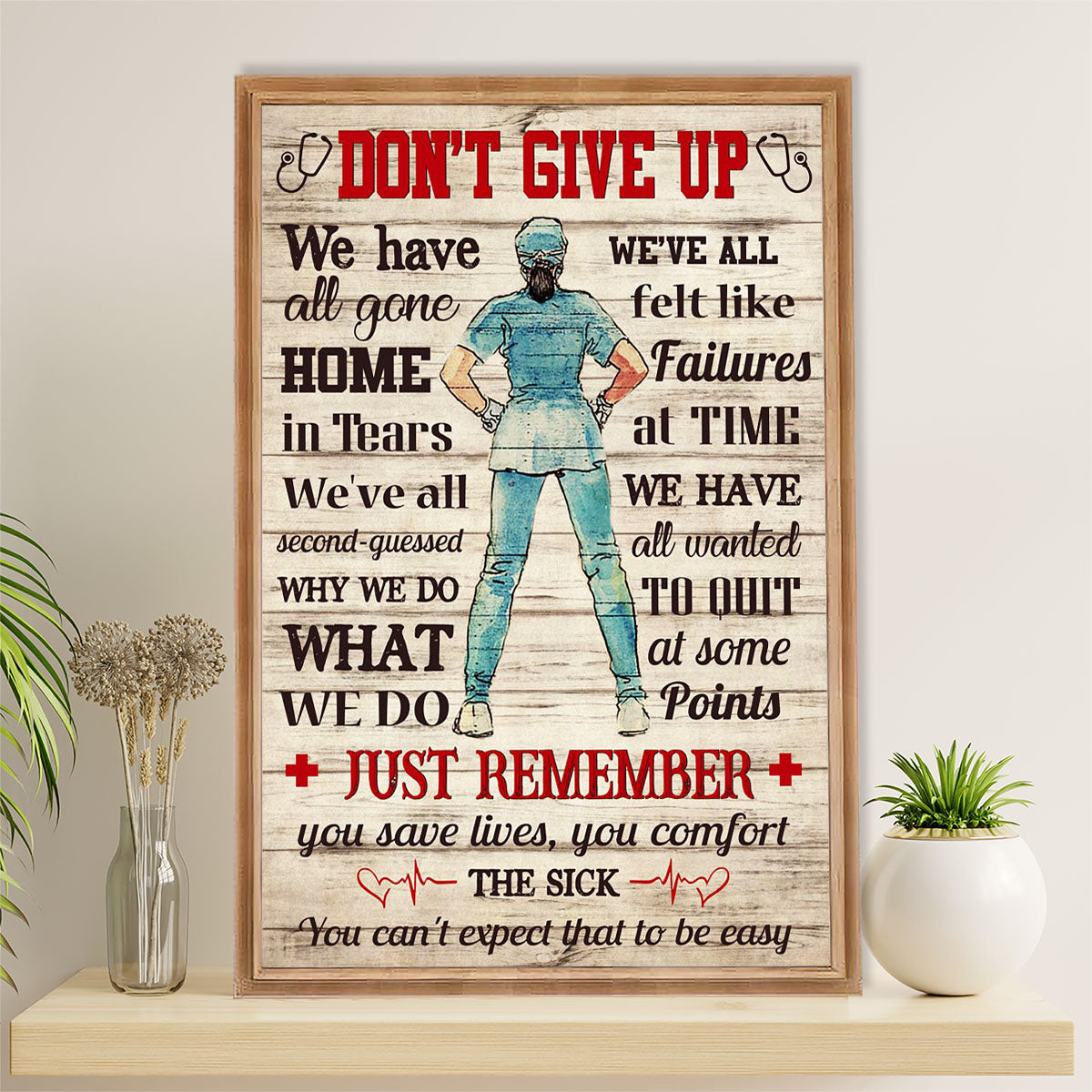 Nurse Canvas Wall Art Prints | Don't Give Up | Gift for Woman Nurse, Female Nursing
