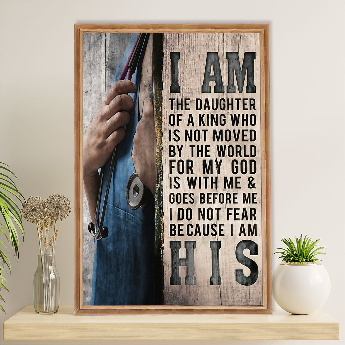 Nurse Poster | Daughter of A King | Wall Art Gift for Woman Nurse, Female Nursing