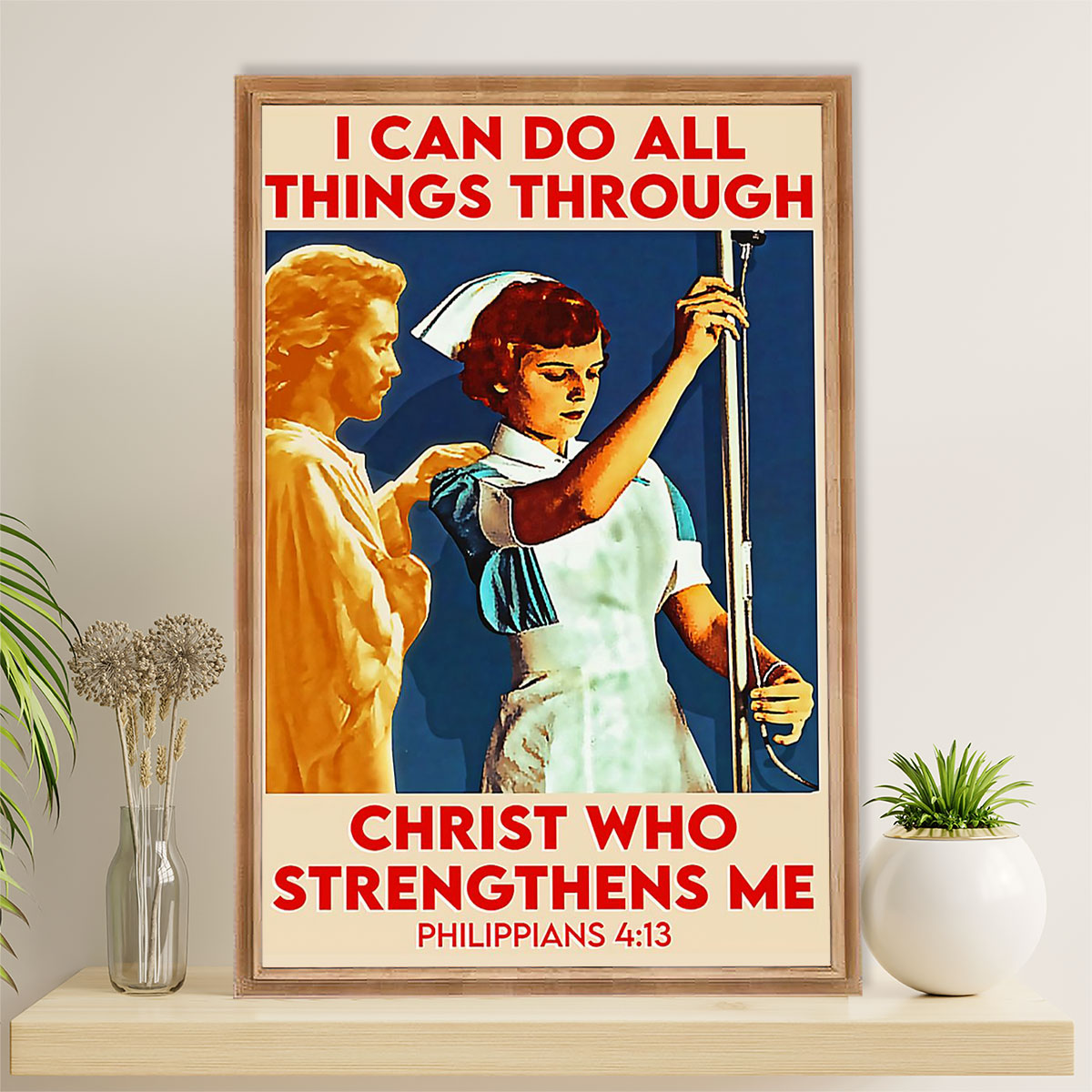 Nurse Canvas Wall Art Prints | I Can Do All Things | Gift for Woman Nurse, Female Nursing