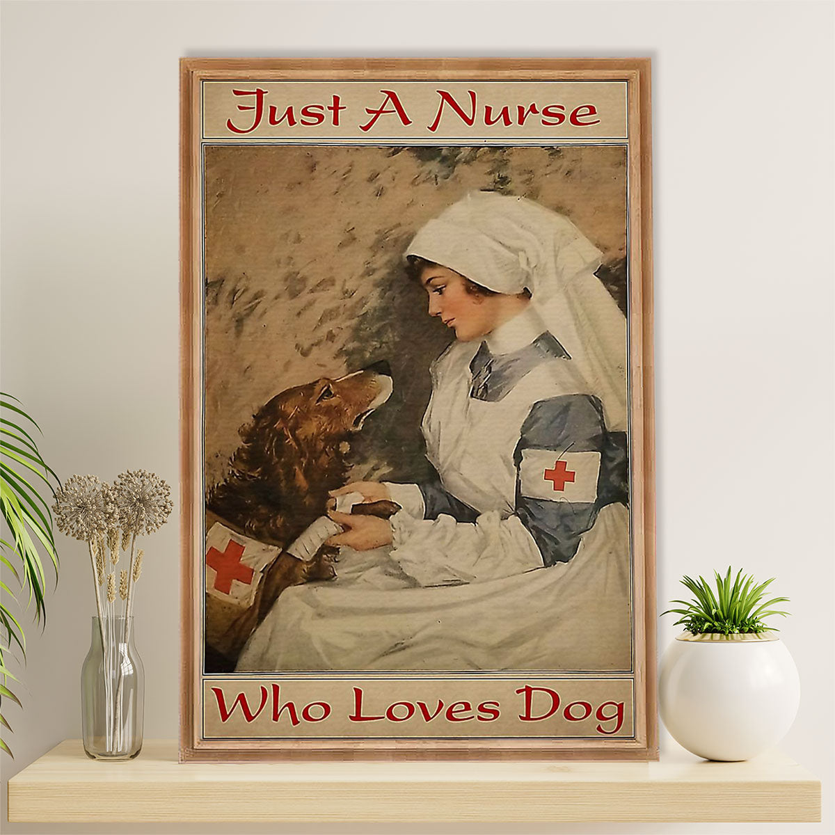 Nurse Canvas Wall Art Prints | Nurse Loves Dog | Gift for Woman Nurse, Female Nursing