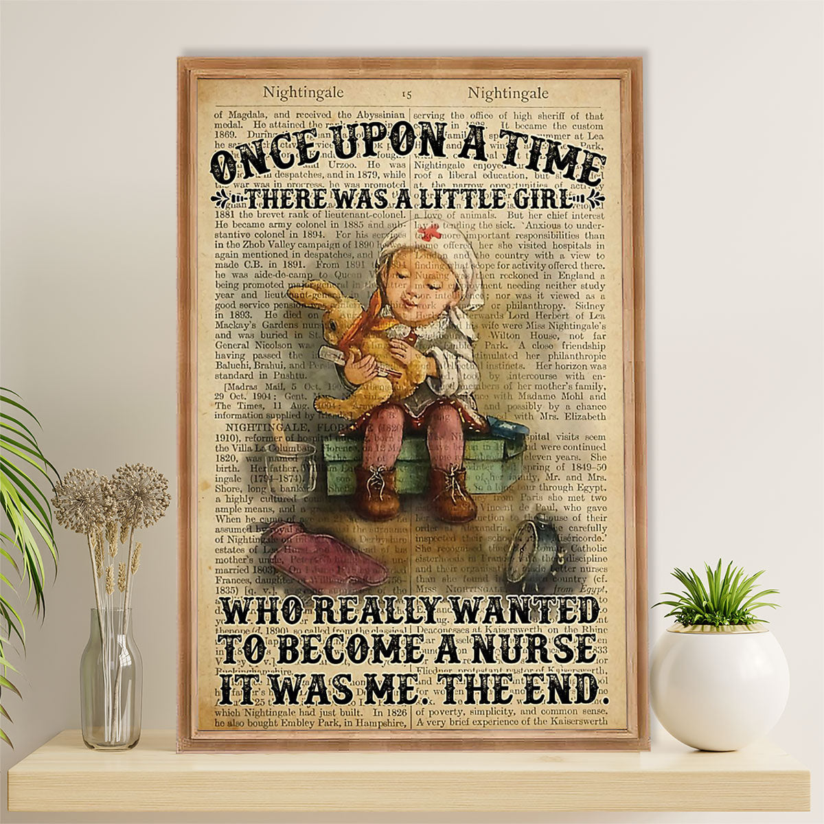 Nurse Poster | Little Girl Becomes A Nurse | Wall Art Gift for Woman Nurse, Female Nursing