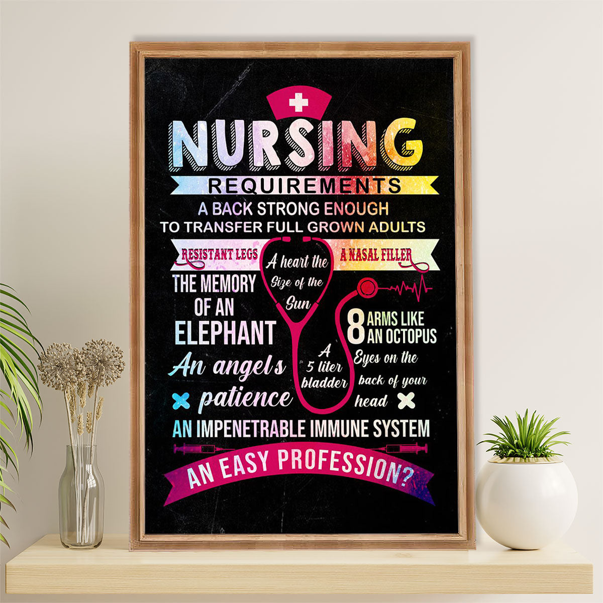 Nurse Poster | Nursing Requirements | Wall Art Gift for Woman Nurse, Female Nursing