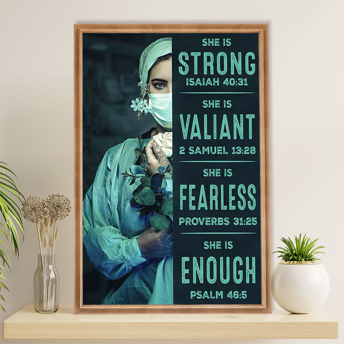 Nurse Poster | She Is Strong | Wall Art Gift for Woman Nurse, Female Nursing