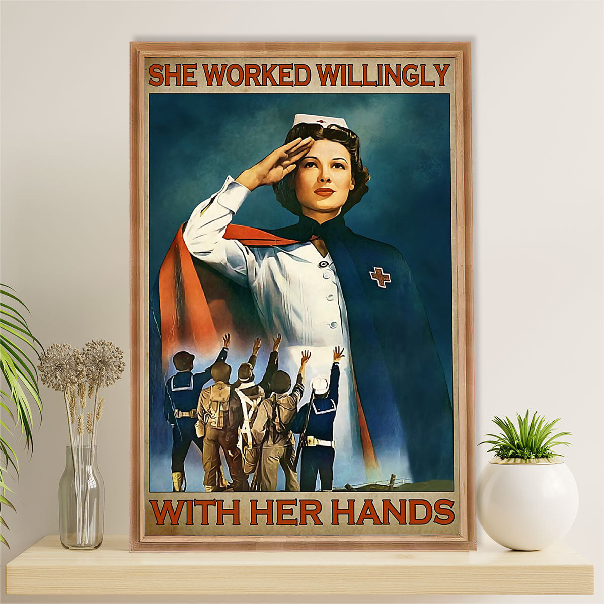 Nurse Poster | With Her Hands | Wall Art Gift for Woman Nurse, Female Nursing