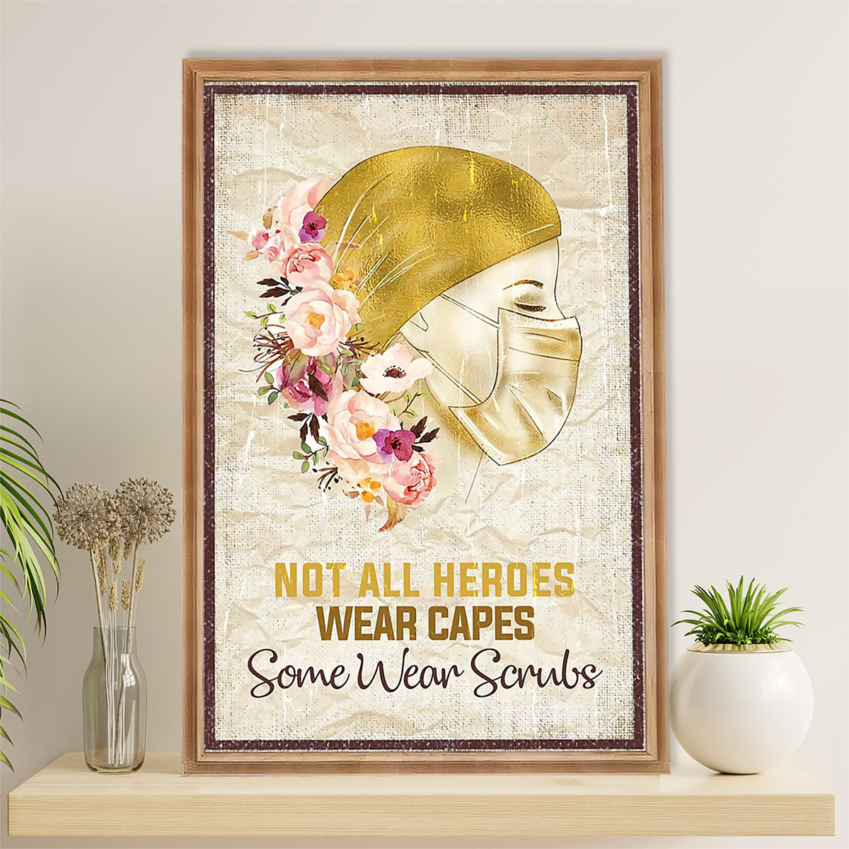 Nurse Canvas Wall Art Prints | Some Heroes Wear Scrubs | Gift for Woman Nurse, Female Nursing