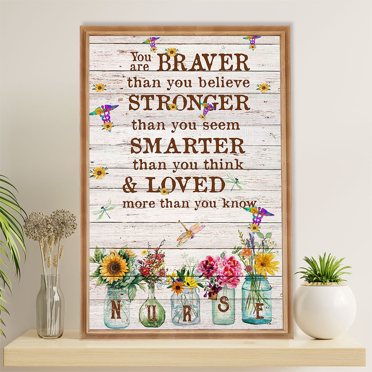 Nurse Canvas Wall Art Prints | Braver Than You Believe | Gift for Woman Nurse, Female Nursing