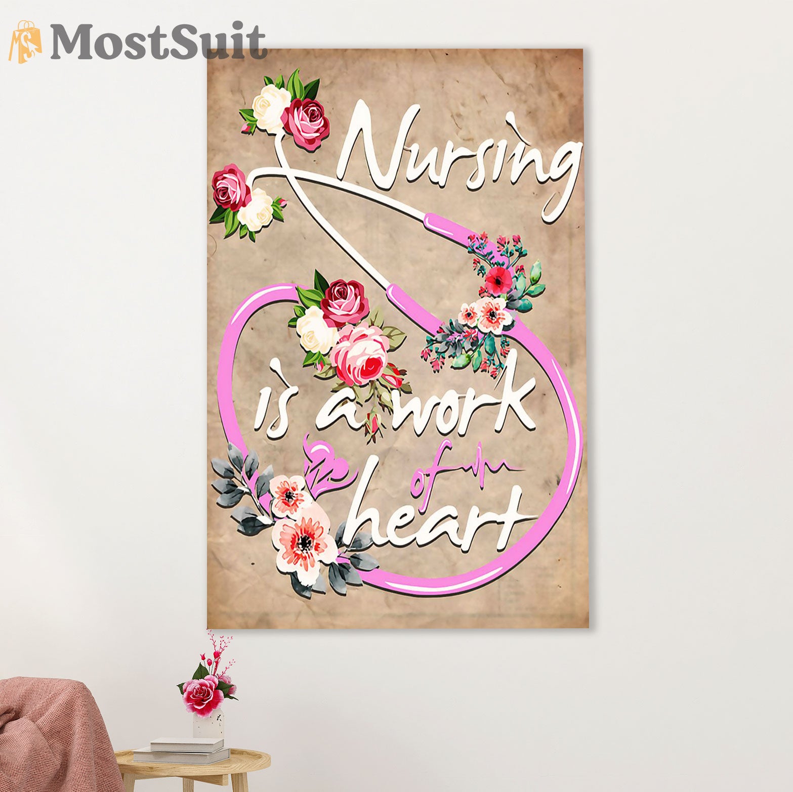 Nurse Canvas Wall Art Prints | Work Of Heart | Gift for Woman Nurse, Female Nursing