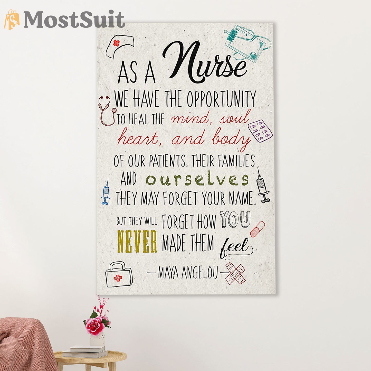 Nurse Canvas Wall Art Prints | As A Nurse | Gift for Woman Nurse, Female Nursing