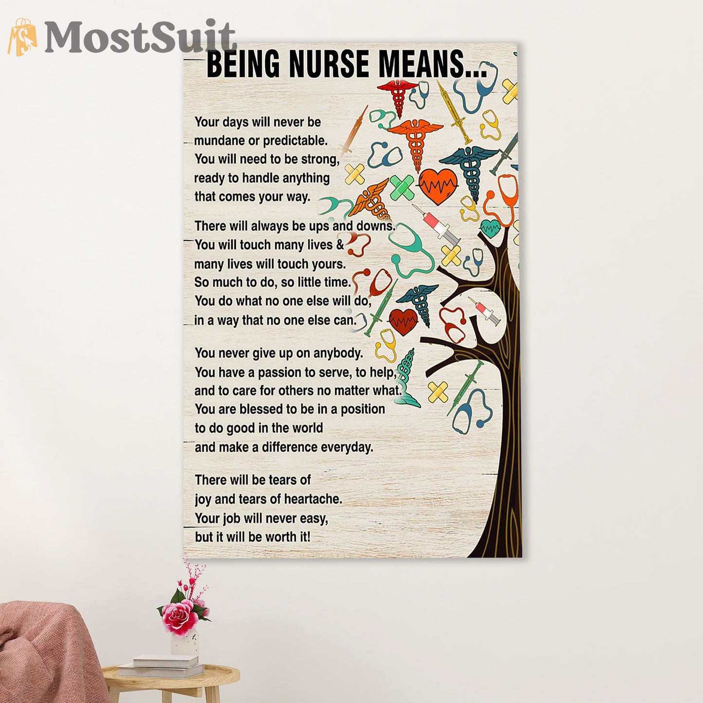 Nurse Canvas Wall Art Prints | Being Nurse Means | Gift for Woman Nurse, Female Nursing