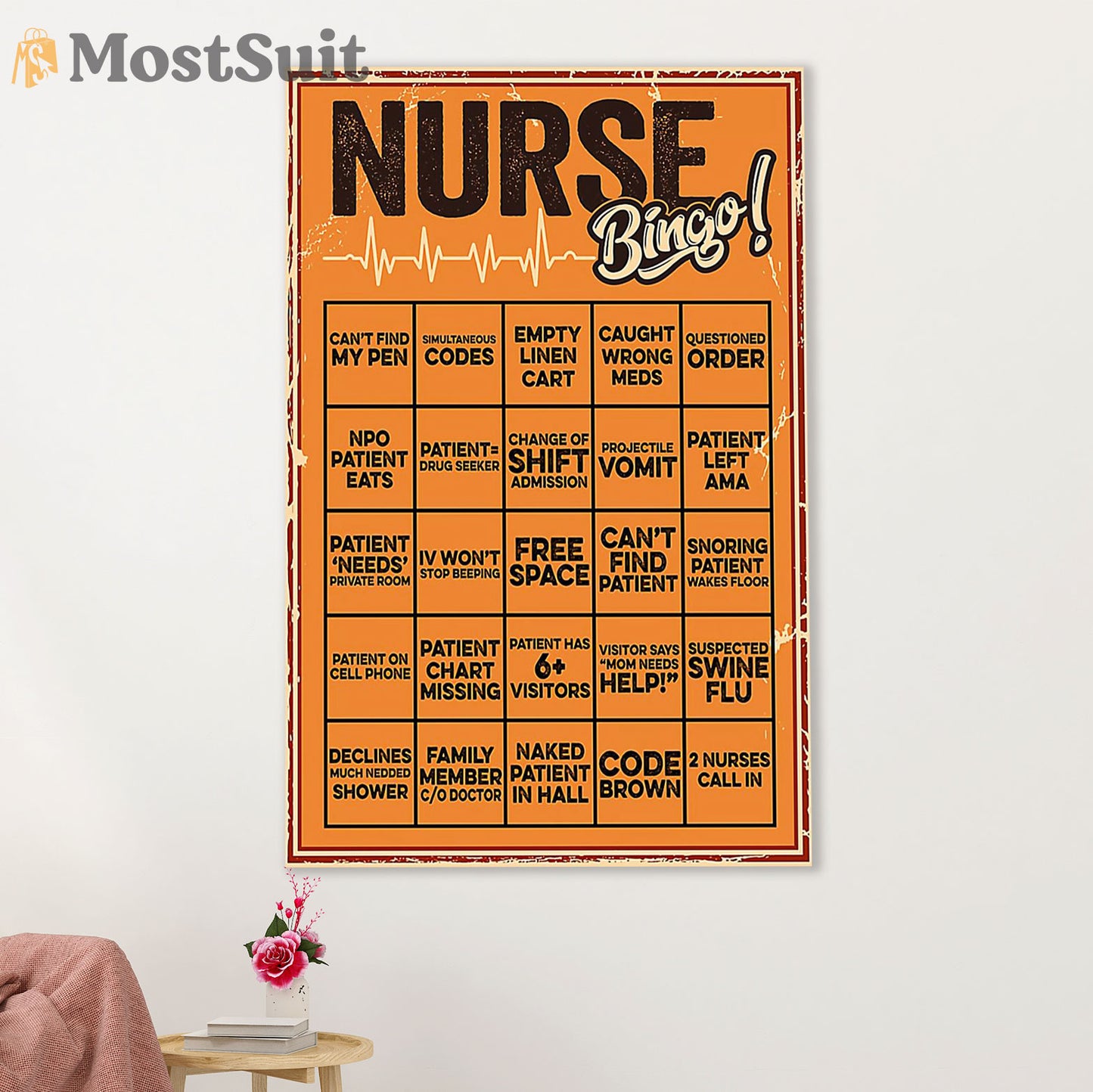 Nurse Canvas Wall Art Prints | Nurse Bingo | Gift for Woman Nurse, Female Nursing