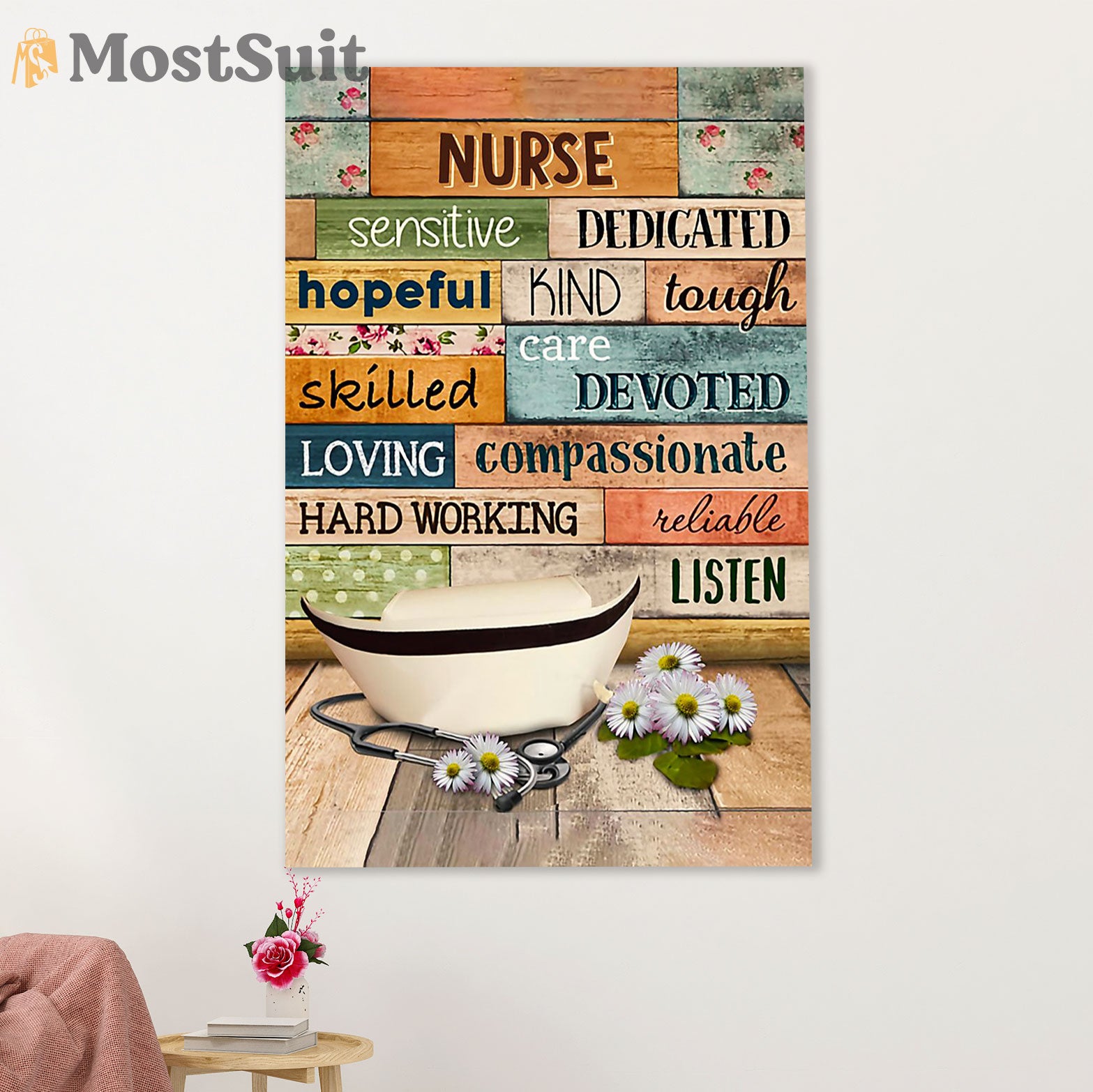 Nurse Poster | Hard Working Nurse | Wall Art Gift for Woman Nurse, Female Nursing