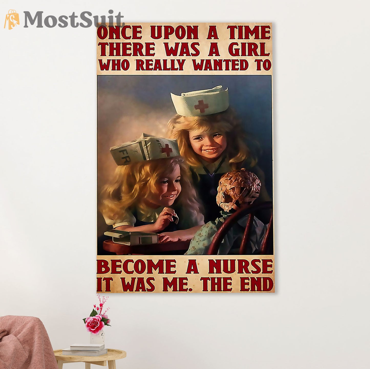 Nurse Canvas Wall Art Prints | Girl Wanted To Become A Nurse | Gift for Woman Nurse, Female Nursing