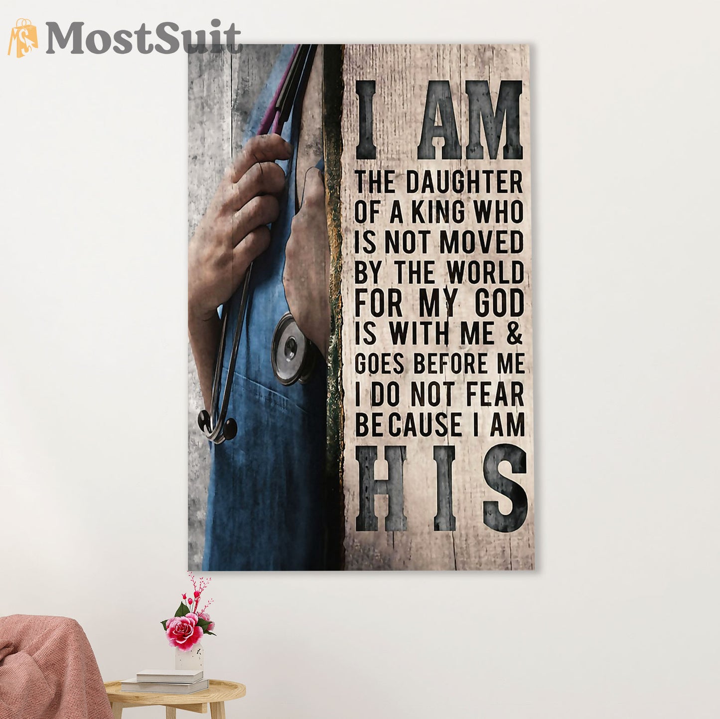 Nurse Canvas Wall Art Prints | Daughter of A King | Gift for Woman Nurse, Female Nursing