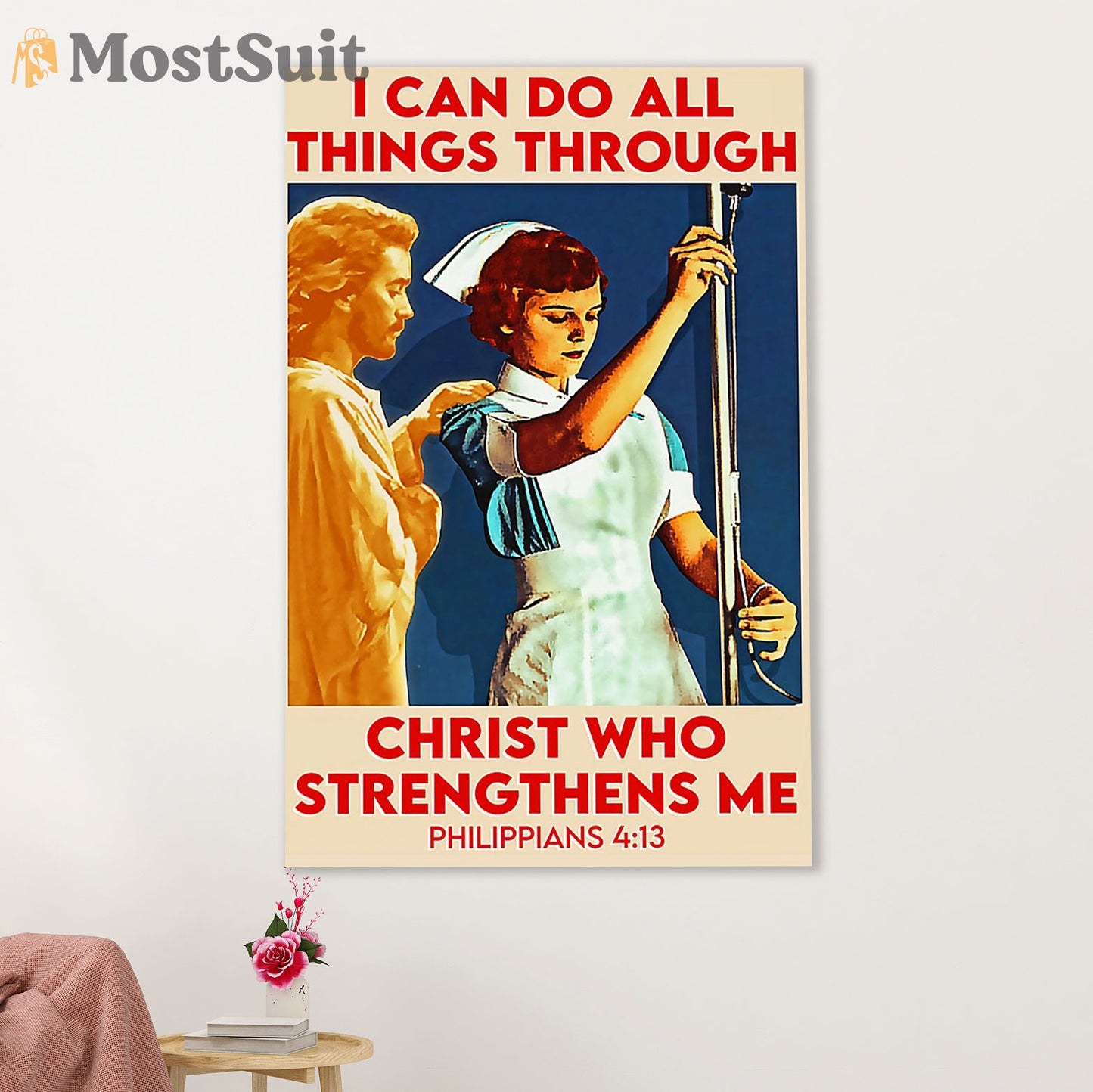 Nurse Canvas Wall Art Prints | I Can Do All Things | Gift for Woman Nurse, Female Nursing