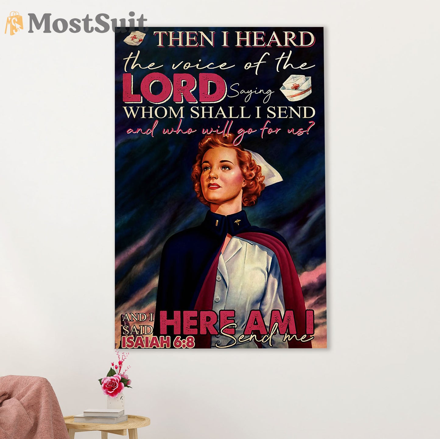 Nurse Canvas Wall Art Prints | Here Am I  | Gift for Woman Nurse, Female Nursing