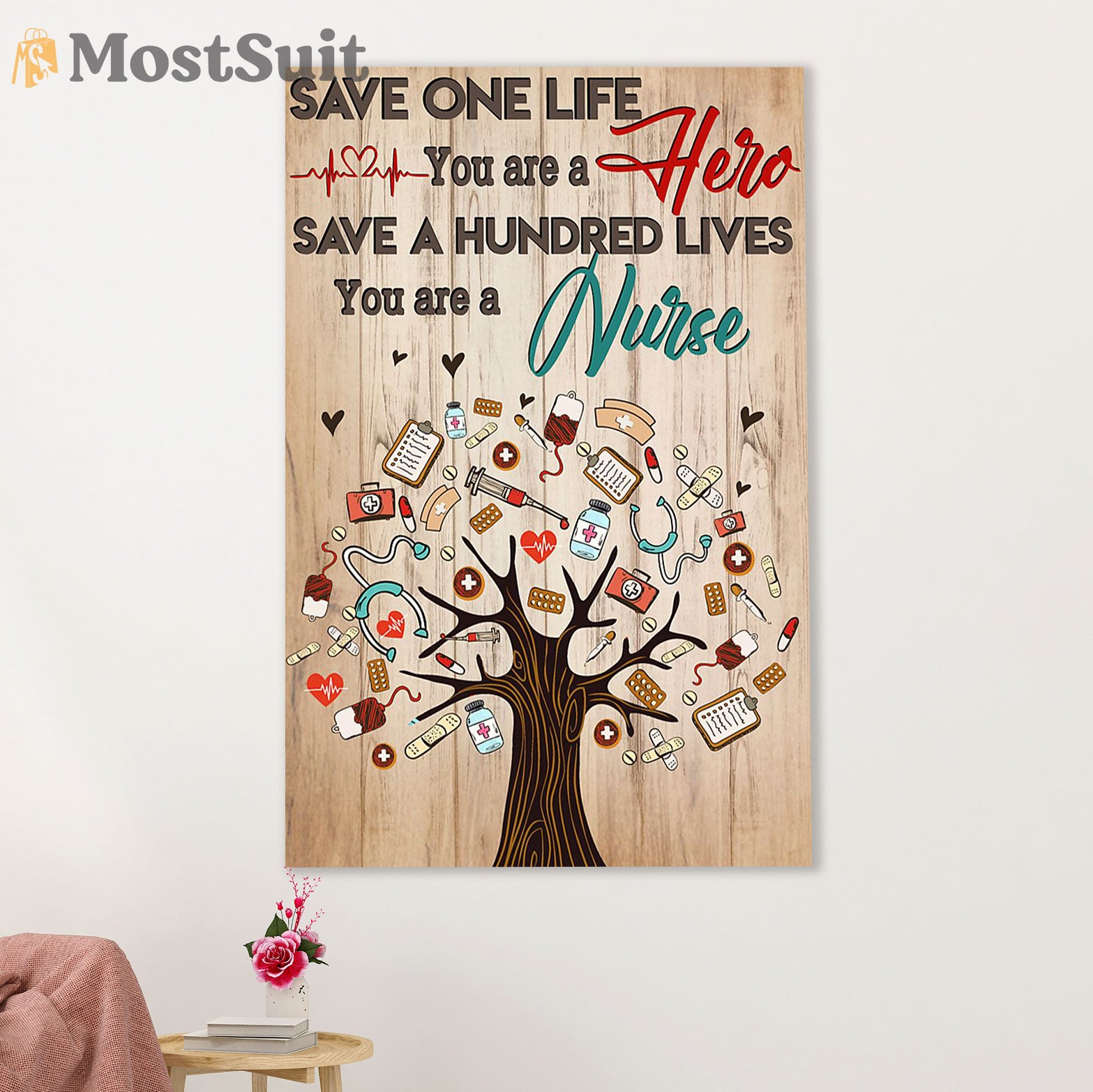 Nurse Canvas Wall Art Prints | Save One Life | Gift for Woman Nurse, Female Nursing