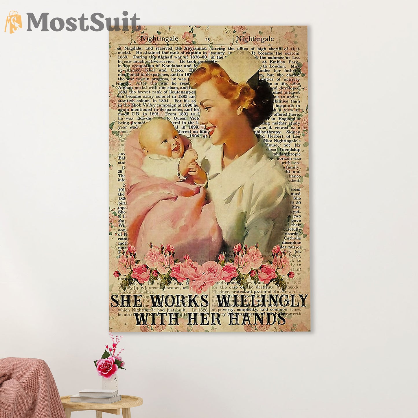 Nurse Canvas Wall Art Prints | Pediatric Nurse | Gift for Woman Nurse, Female Nursing