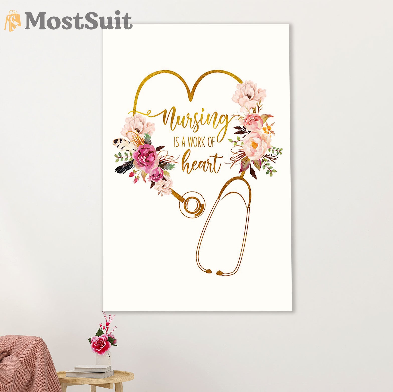 Nurse Canvas Wall Art Prints | Work Of Heart | Gift for Woman Nurse, Female Nursing