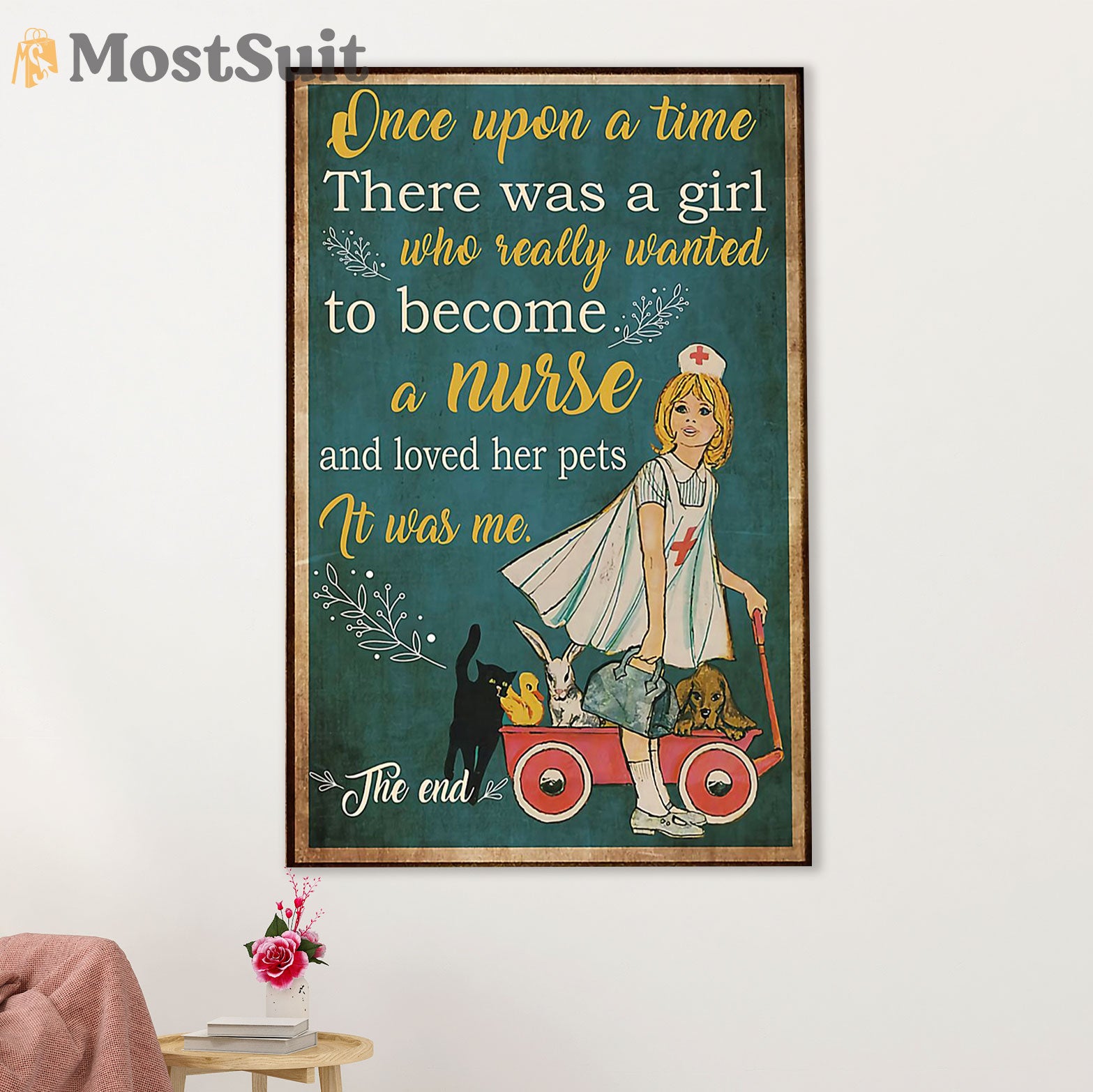 Nurse Canvas Wall Art Prints | Girl Becomes A Nurse | Gift for Woman Nurse, Female Nursing