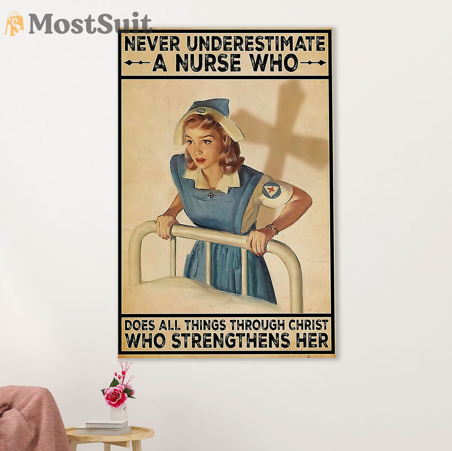Nurse Canvas Wall Art Prints | Never Underestimate A Nurse | Gift for Woman Nurse, Female Nursing